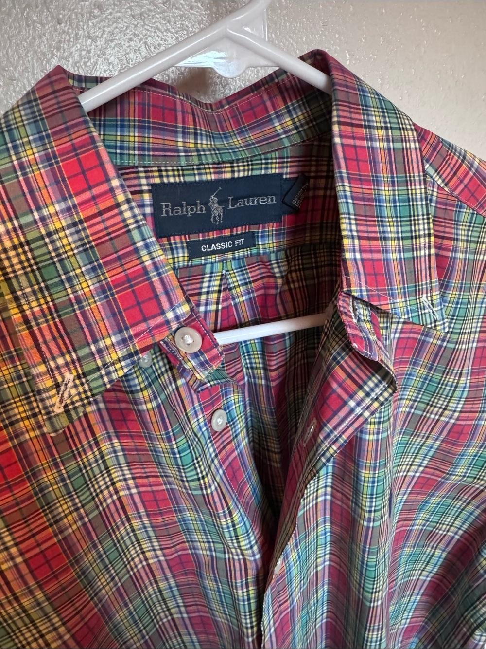 Polo Ralph Lauren Plaid Button Down Shirt Men's Medium Multi Color Pony Logo